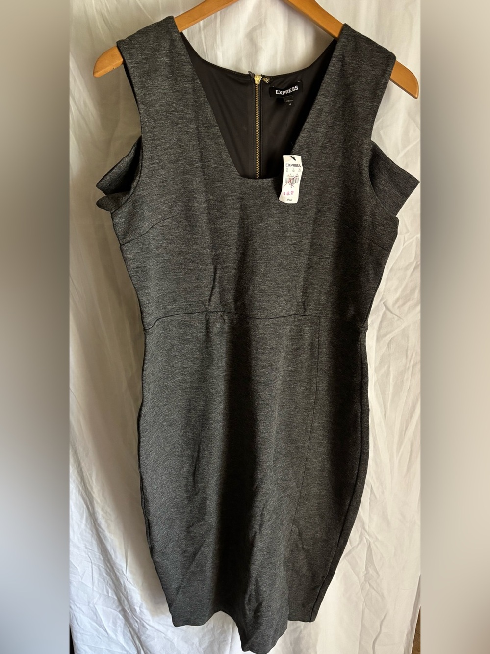 Express Dark Charcoal Gray Midi Dress